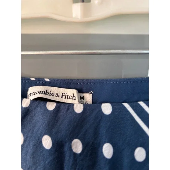 Abercrombie & Fitch Midi Rise Maxi Skirt Navy Blue Polka Dot Geometric Medium - Picture 5 of 10